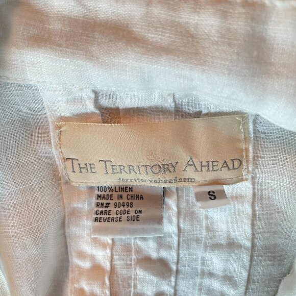 Territory Ahead Long White Linen Pintuck Button Up Tunic Womens Size S Lagenlook - Picture 6 of 11